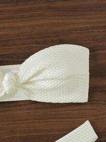 Swim Mod Summer Beach Twist Detail Strapless Bikini Set Wedding - Beige - View 3