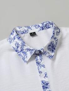 VENTUSAIL 男士夏季休闲度假时尚印花拼接短袖衬衫，适合夏季男士度假穿着，沙滩男士衬衫，希腊度假装扮，男士休闲短袖衬衫，适合日常休闲、周末旅行、户外活动、探险旅行、轻松的工作环境或半正式场合，可作为男友/丈夫礼物、周年纪念/生日礼物、派对、夏季假期、婚礼以及春夏过渡季节的穿着。 - 白色 - 查看 3