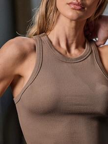 Easithlete Contrast Mesh Raglan Sleeve Crop Sports Long Sleeve Tee Gym Topworkout Tank Top - Multicolor - View 6