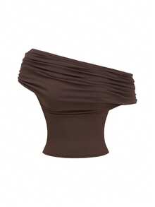 Ellevyn 2pcs/Set Women's Brown Versatile Knit Top + Long Mermaid Hem Skirt - Brown - View 6