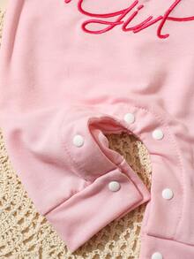 SHEIN 2件套新生男婴摄影服装 小弟弟刺绣婴儿回家服 婴儿洗礼礼物 1个月3个月婴儿摄影道具 - 粉色 - 查看 6