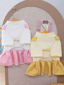 PETSIN 狗狗服装、猫咪服装、动物裙装、宠物春夏新品系列、幼犬连衣裙、公主风百搭连衣裙、条纹印花、小型动物服装、清凉防晒霜 - 彩色 - 查看 5