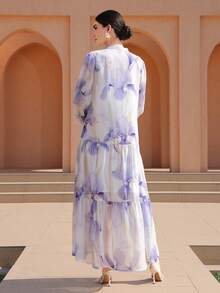 Graceveil 优雅雪纺印花长裙 - 紫羅蘭色 - 查看 5