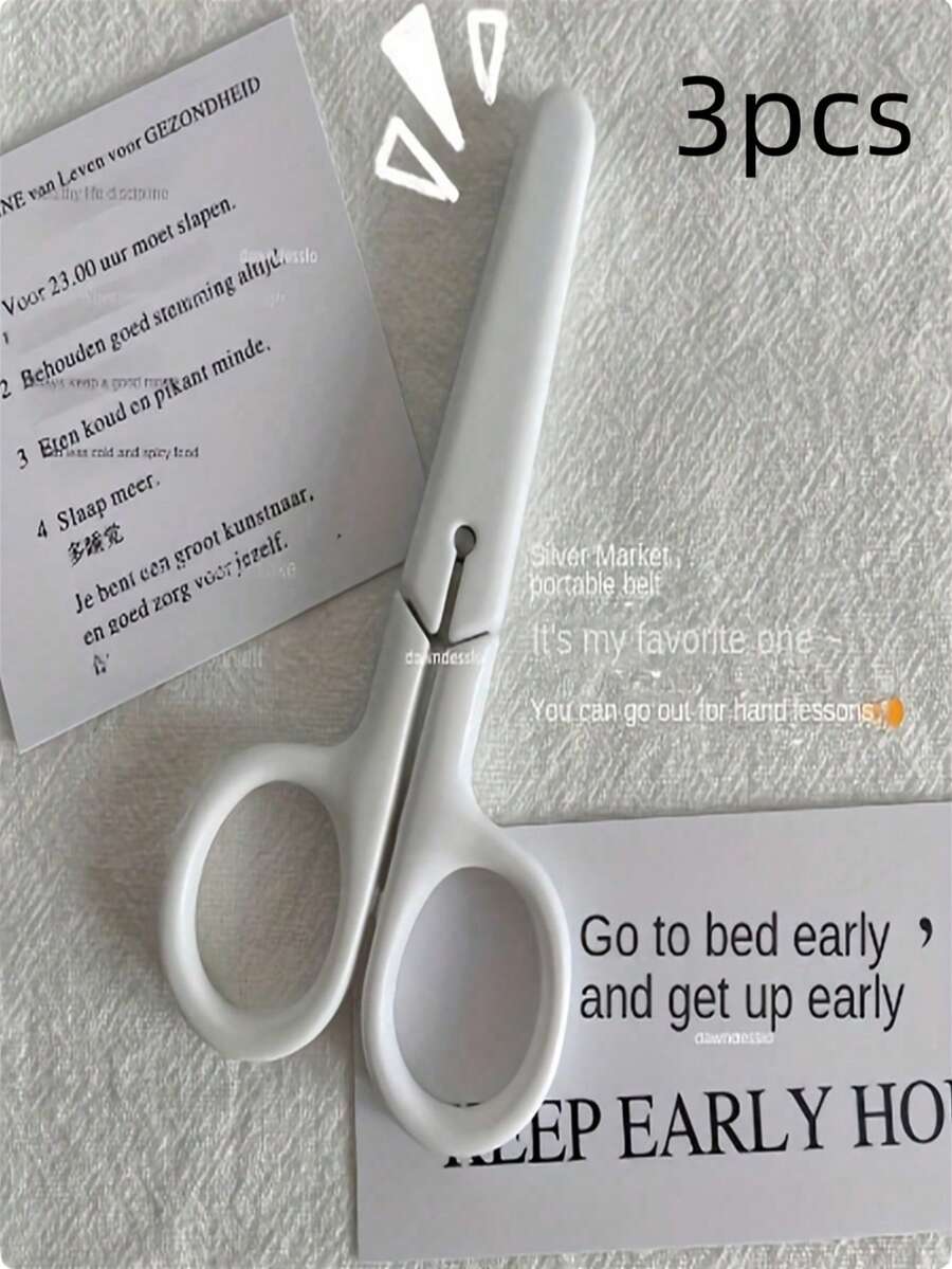 1/3/5pcs Mini White Scissors, Portable Stainless Steel Paper Cutter, Handmade Stationery, Office And Study Gift, Men's Tool. - White - View 1