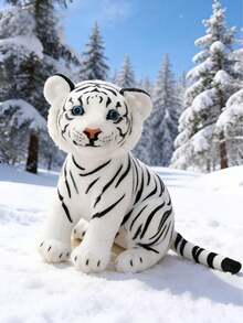 POKOJA LAND 9.05英寸老虎毛绒玩偶，逼真老虎玩具，黄白相间，图案和外观栩栩如生，触感柔软，森林野生动物装饰，是送给孩子的最佳生日礼物，适合野生动物爱好者。 - 彩色 - 查看 8