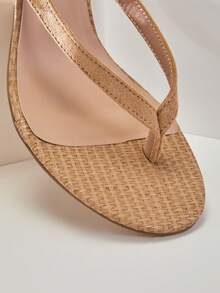 SHUZIA Sandalias de tacón de aguja cuadradas cómodas y minimalistas para mujer - Beis - Ver 4