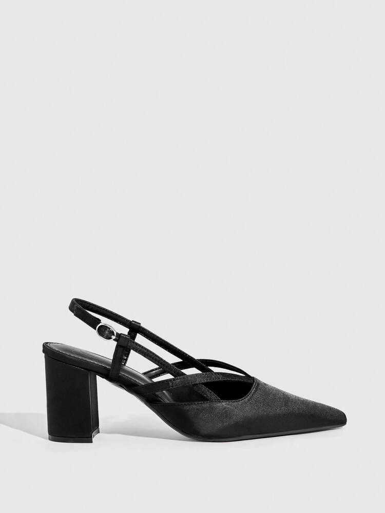 CUCCOO SZL Women's Pointed Toe Criss-Cross Strap Chunky Heel Pumps, Sexy Elegant Stylish High Heels Suitable For Date, Afternoon Tea, Party, Evening, Daily Commute