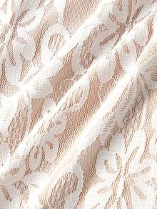 SHEIN MOD 女士不对称领口交叉肩带修身鱼尾蕾丝连衣裙，白色 - 白色 - 查看 6