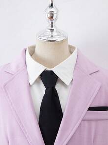 Tween Boys 2pcs Mauve Purple Formal Suit Set Elegant Woven Fabric Lapel Blazer And Pants For Homecoming Prom Wedding Events - Mauve Purple - View 5