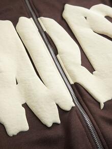 STYNVO Men's Zip-Up Long Sleeve Printed Hooded Sweatshirt - Brown - View 7