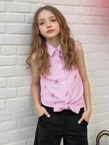 SHEIN 2025 Spring & Summer New Arrival, Western Totem Embroidery Twist Tie Blouse In Wine Red, Fashionable & Versatile For Daily Activities, Outings And Social Events - White - View 1