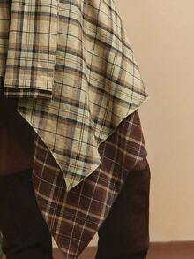 NYA SZN Skirt High Rise Loose Tie Knot Plaid Red Yellow Grunge Holiday Festival Winter Special Occasion Elegant Luxury Outfits For Women - Khaki - View 3