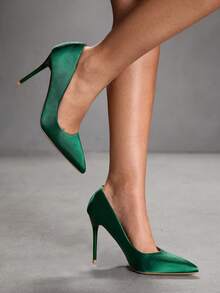 CUCCOO SZL Classic Champagne Glitter High Heel Wedding Shoes For Christmas - Green - View 6