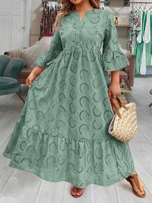 SHEIN LUNE Plus Size Dresses Valentine Red Dress Maxi Dresses For Women Summer Dresses Summer Boho Old Money - Cadet Blue - View 4