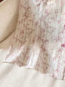 Modelyn Women's Fashion Rejuvenating 3D Floral Digital Print Ruffle Sleeve Blouse, Spring/Summer - Multicolor - View 5