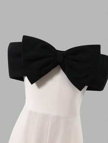 Firerie Kids Firerie Kids Girls Black And White Off The Shoulder Sleeveless Long Jumpsuit Cute Polyester Formal Outfit - Black and White - View 7