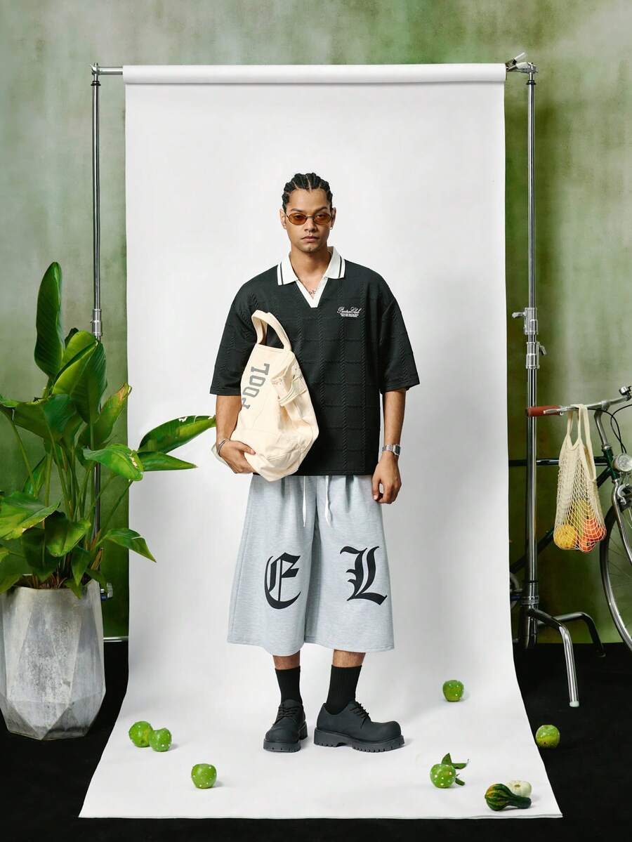 PAVTROS 男士舒适时尚提花面料 Polo 衫 - 黑色 - 查看 1