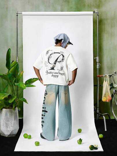 PAVTROS Men's Printed T-Shirt, Fashionable And Versatile For Everyday Wear, Valentine's Day,Spring To Summer,Y2k,Mardi Gras,Vintage,Streetwear,Party,St Patrick's Day,Going Out,Men's Comfortable Letter Graphic Round Neck Long Sleeve Short T-Shirt, Autumn