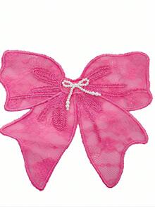 SHEIN ChillGRL Bộ 2 chiếc/Bộ áo phông thêu nơ thường ngày cho bé gái tuổi teen và quần túi hộp, trang phục xuân/hè - Màu Hồng Tươi - Xem 5