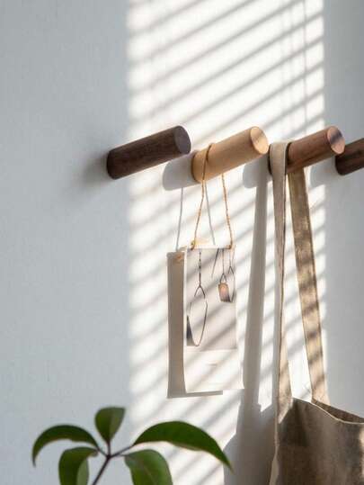 Madebyblanc 1PC Natural Solid Beech Wood Wall Hooks Handmade Rustic Heavy Duty Mounted Hangers For Hanging Coats Hats Towels Clothes Bags Entryway Bedroom Bathroom Home Office Storage Solutions Organization Decor Housewarming Gift