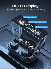 Teckwe 无线耳机，IPX7 防水 TWS 立体声耳机，带无线充电盒，内置麦克风，黑色 - 均碼 - 查看 3