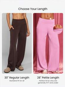 GLOWMODE Modal Soft Comfy Squat-Proof Wide Leg Pants With Side Pockets Daily Casual Fall Winter - Pink - View 3