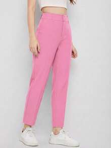 EURMUSE Quần âu đơn giản màu trơn dành cho nữ mặc hàng ngày - Màu Hồng baby - Xem 1