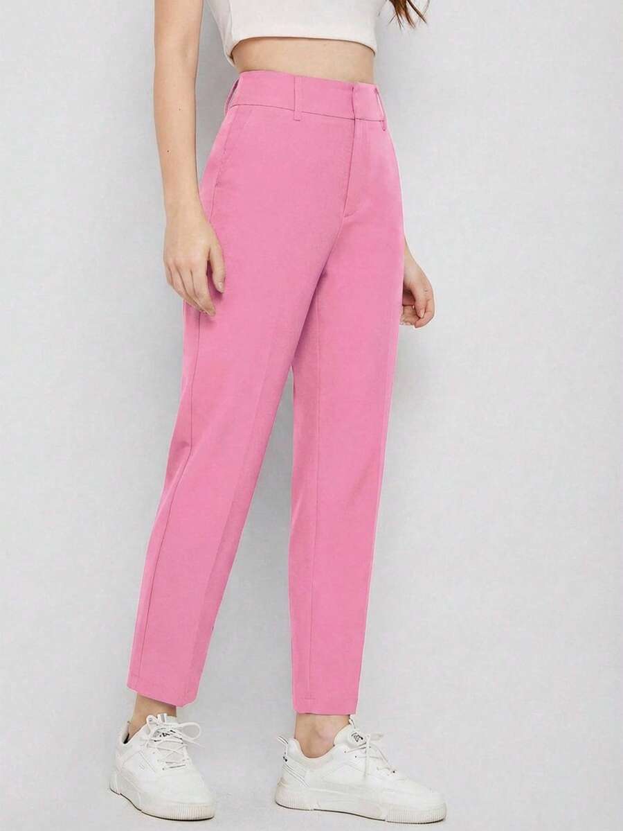 EURMUSE Quần âu đơn giản màu trơn dành cho nữ mặc hàng ngày - Màu Hồng baby - Xem 1