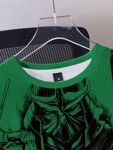 TEENAGE MUTANT NINJA TURTLES | SHEIN Áo thun nam cổ tròn tay ngắn thời trang mùa hè, in họa tiết toàn thân, dễ phối đồ. - trắng - Xem 4