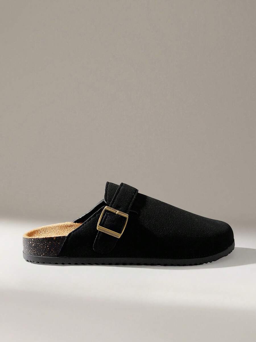 Solecia 女士厚底交叉绑带复古搭扣卡其色凉鞋，休闲假日圣诞节风格 - 靜夜黑色 - 查看 1