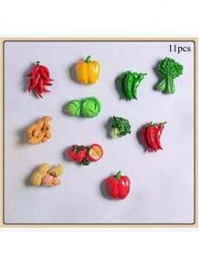 1个/3个/4个/5个/5个-1/6个/6个-1/7个/8个/9个/10个/10个-款式1/10个-2/11个 新款卡通水果蔬菜造型磁性树脂冰箱贴，自然风磁性冰箱贴，可爱装饰品，桌面配件，厨房办公室白板储物柜和洗碗机个性化装饰品，厨房装饰，家居装饰，情人节礼物，送给朋友和亲戚的礼物 - 彩色 - 查看 37