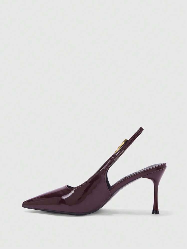 CUCCOO BIZCHIC Women Shoes Women's Fashion Burgundy Basics Daily Versatile Sexy Party Women's High Heel Shoes Slingback Slingback Shoes Women's Shoes