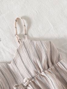 Tween Girls' Casual Basic Vacation Set, White Loose Lace Trim Camisole And Wide Leg White Pants - Apricot - View 7