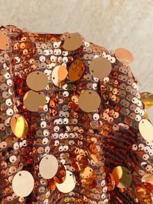 Soleia 女士圆领无袖时尚装饰环修身短款上衣 - 棕色 - 查看 5