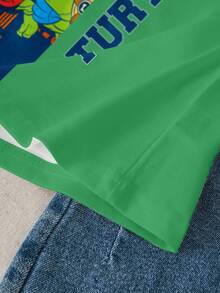 TEENAGE MUTANT NINJA TURTLES | SHEIN Young Boys Cartoon Print Round Neck Short Sleeve Casual T-Shirt, All-Over Print, Summer - White - View 7
