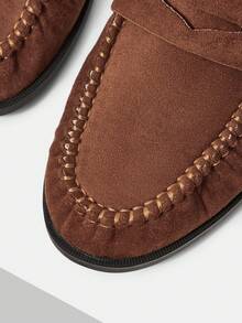 MOTF WOMEN'S PU LEATHER LOAFERS, RETRO BRITISH STYLE, FASHIONABLE & ELEGANT, COMFORTABLE SLIP-ON FLAT SHOES SPRING SHOES - Rust Brown - View 4