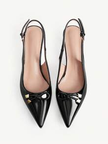 CUCCOO HITCHD Women's Pointed Toe Buckle Design Everyday Versatile Fashion High Heels Valentine's Day Elegant Shoes - Black - View 2