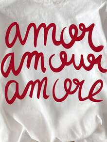 SHEIN Women's Casual Letter Print Round Neck Short Sleeve T-Shirt - White - View 5