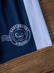 BABY SHARK X SHEIN 男童卡通印花短袖T恤套装 - 白色 - 查看 3