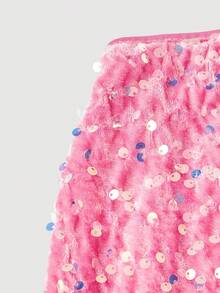 SHEIN MOD Women's Pink Sequin Mini Skirt,Autumn 70's Night Out Party Disco Fashionable Christmas New Year Luxury Evening For Weddings Beach Fall/Winter Costume - Pink - View 3