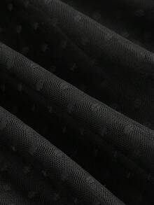 SHEIN MOD Vestido sencillo de talla grande con unicolor, empalme de tela de malla, sin mangas y con volantes - Negro - Ver 4