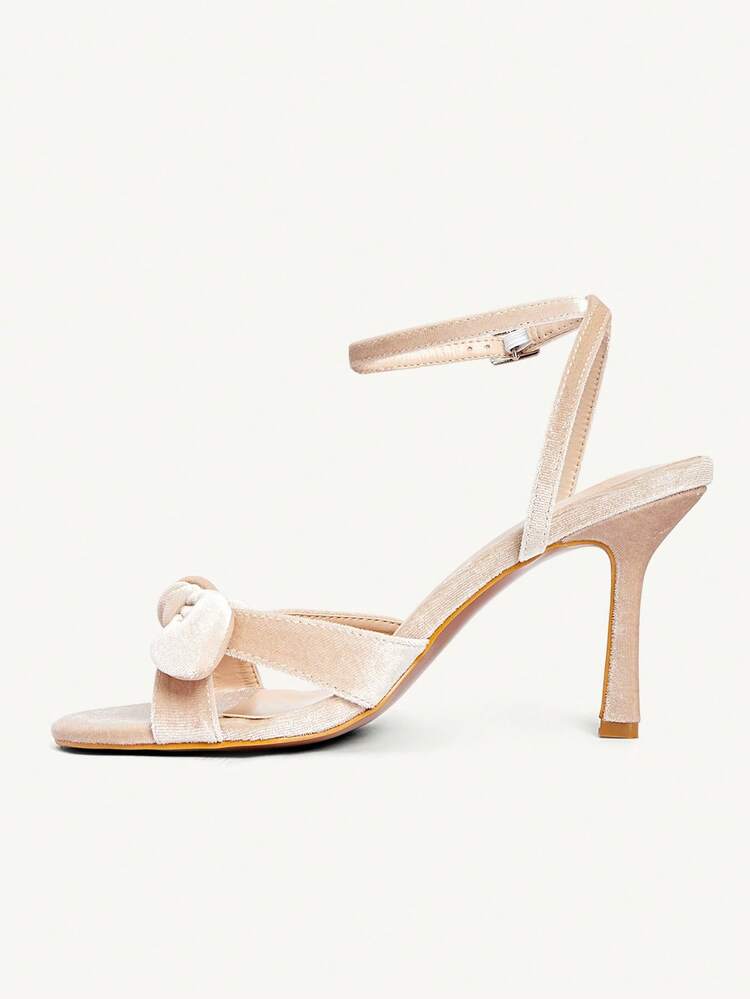 CUCCOO CHICEST White Crystal Embellished Strap Bow High Heel Sandals, Elegant Casual Party Date Wedding Occasion Shoes For Women Summer Shoes Wedding Shoes Bride Shoes