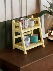 1pc Multi Layer Ins Mug Holder Organizer Desktop Storage Rack Multicolor For Dorm Kitchen Office Home All Season Home Organization Storage Solution Desk Accessories Space Saving Easy Assembly - milky white - View 5