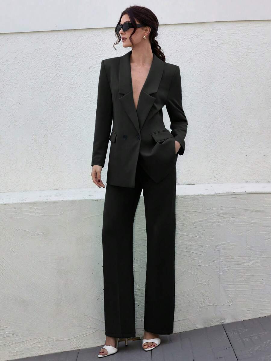 CLARA VERO Women's Olive Green Elegant Suit Sets - Black - View 1