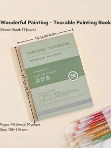 Madebyblanc 1本迷你便携可撕式素描本，40张，250gsm厚纸，适用于水彩、丙烯、马克笔、水粉、油画，硬封面艺术日记本，口袋手册，适合艺术家、成人、学生旅行写生日常练习，圣诞礼物，返校季艺术用品，绘画工具，创意礼品 - 均碼 - 查看 12