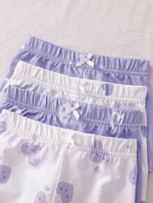 8pcs/Set Girls Minimalist Fashion Pink & White Sweet Heart, Eyelash, Polka Dot Print Camisole Underwear And Shorts Set - Purple - View 4