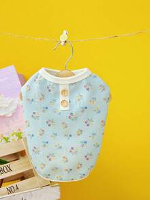 PETSIN Blue Cute Minimalist Casual Home Bear Pattern Soft Fabric Lightweight Breathable Pet Vest, Suitable For Cats & Dogs, Popular In Europe & US, Spring/Summer - Multicolor - View 6