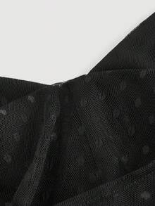 SHEIN MOD Vestido sencillo de talla grande con unicolor, empalme de tela de malla, sin mangas y con volantes - Negro - Ver 5