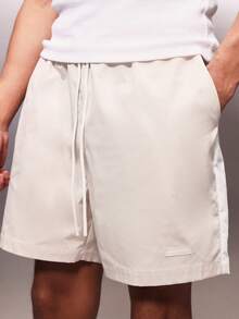 PLAYBOY X SUMWON Men's Drawstring Pull On Elastic Waist Casual Summer Nylon Shorts With Side Pockets - Apricot - View 5