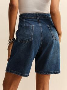 Daynim 水钻装饰牛仔短裤 - 中等水洗藍 - 查看 2